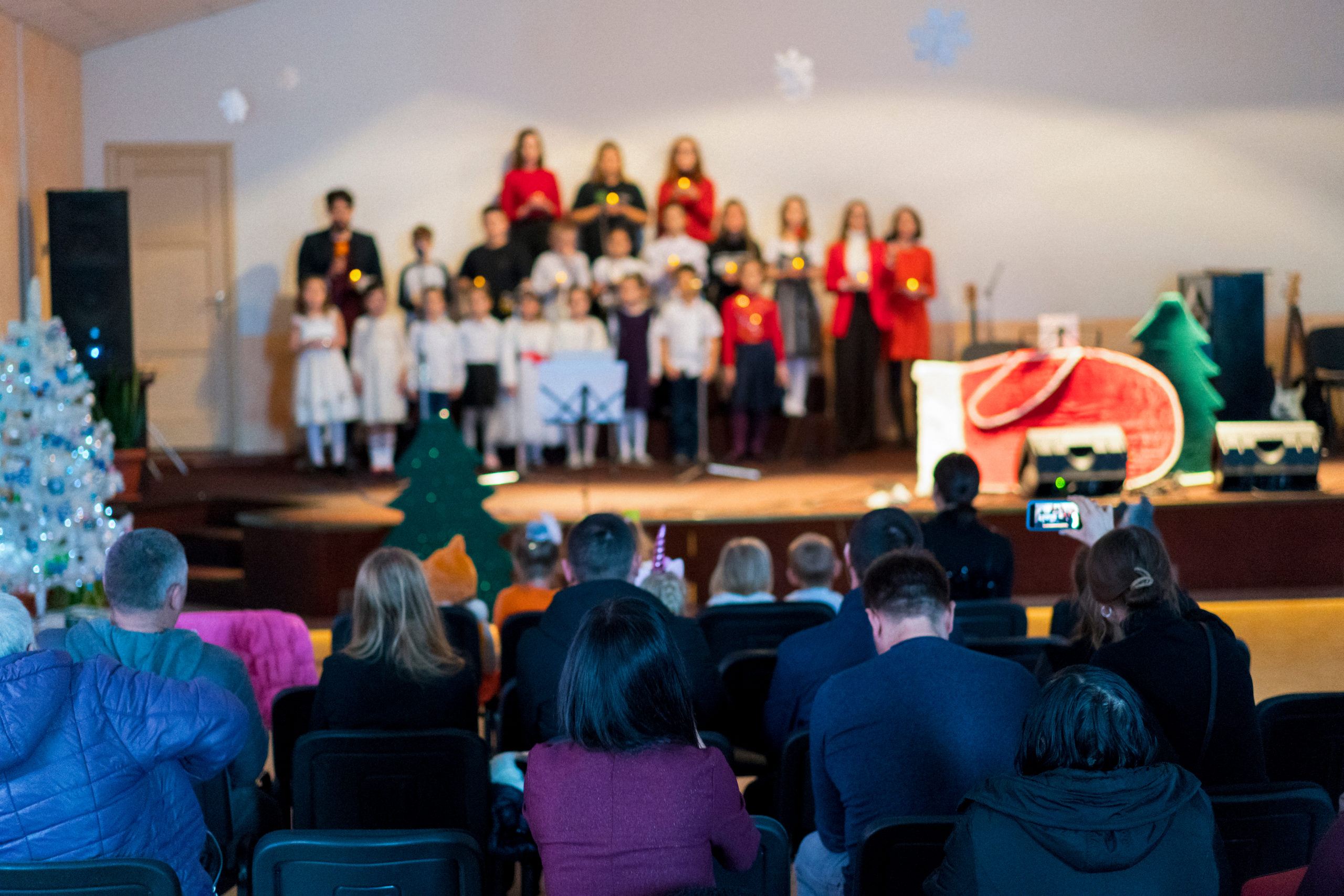 Parents watching school Nativity play